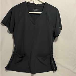 Scrub Top- Med Couture Women's Charcoal Short Sleeve Top
